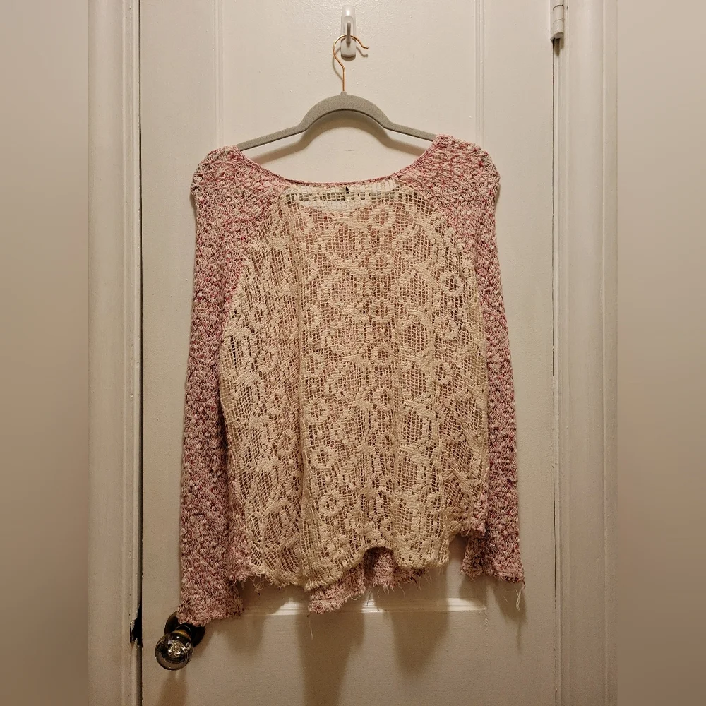Free People 100% Cotton Crocheted Top Women's Size S Oversized Boho